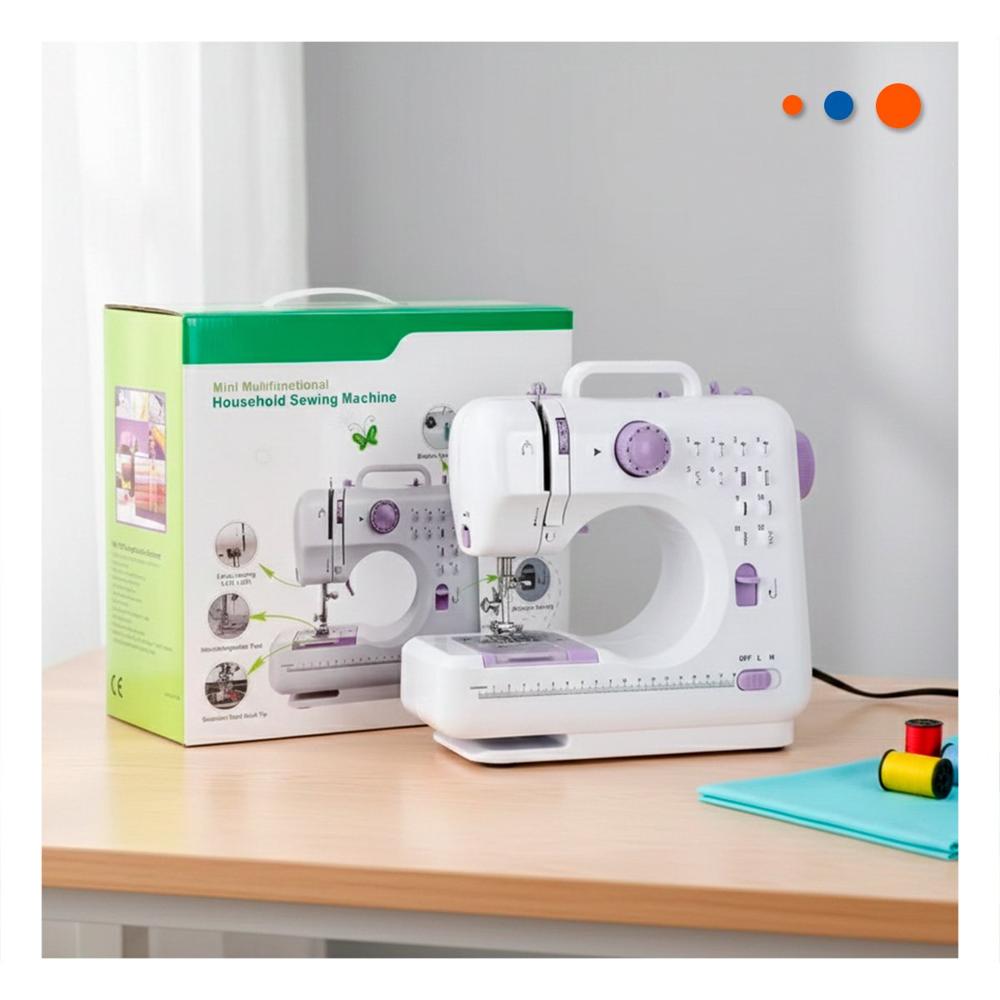 Maquina de Coser enfocada en Costura Diaria Domestica con Cuerpo Color Blanco Y Papel Regalo