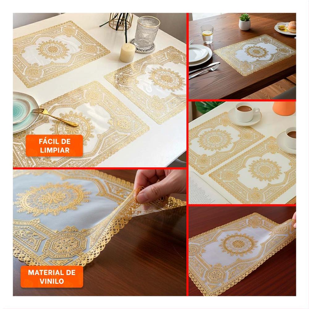 Mantel Moderno Dorado con Detalle Mandala para Mesa de Fiesta Y Ligas Regalo