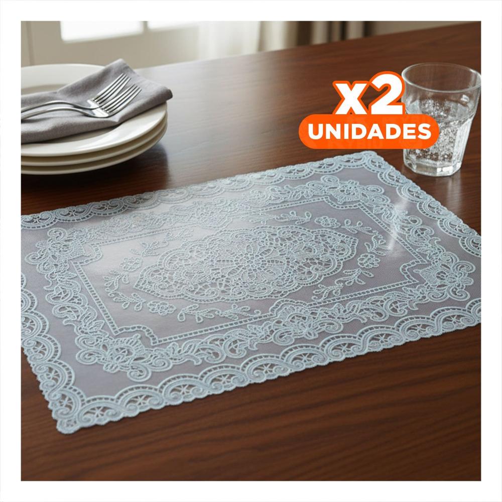 Pack2 Mantel Rectangular Plateado con Encaje Floral y Ramas para Mesa Elegante