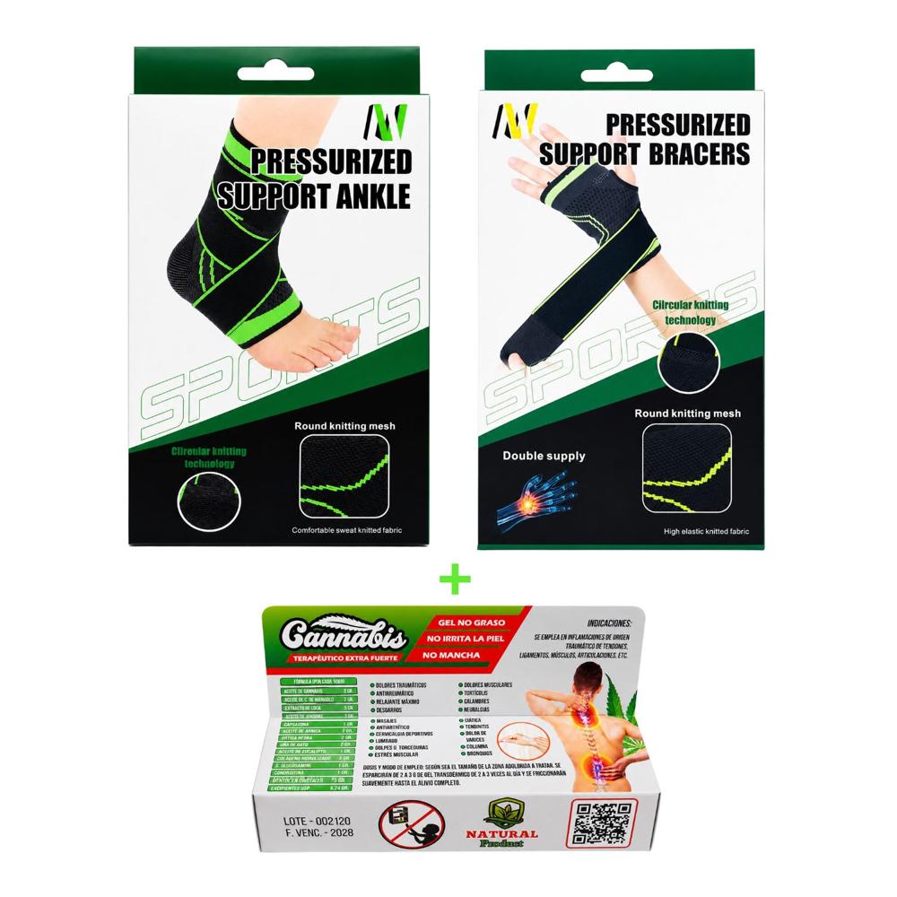 Pack Tobillera Deportiva + Muñequera De Regalo Gel De Cannabis