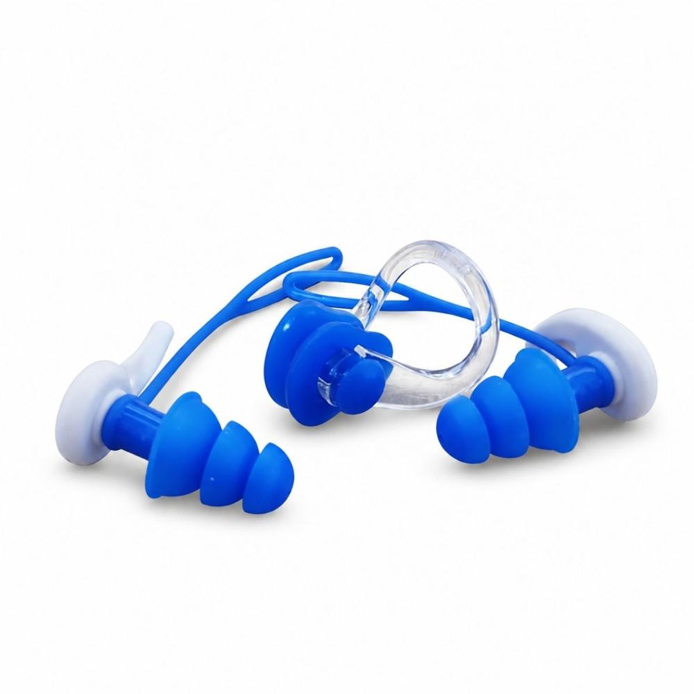 Set de Tapones de Oído y Clip Nasal Pro para Natación Azul