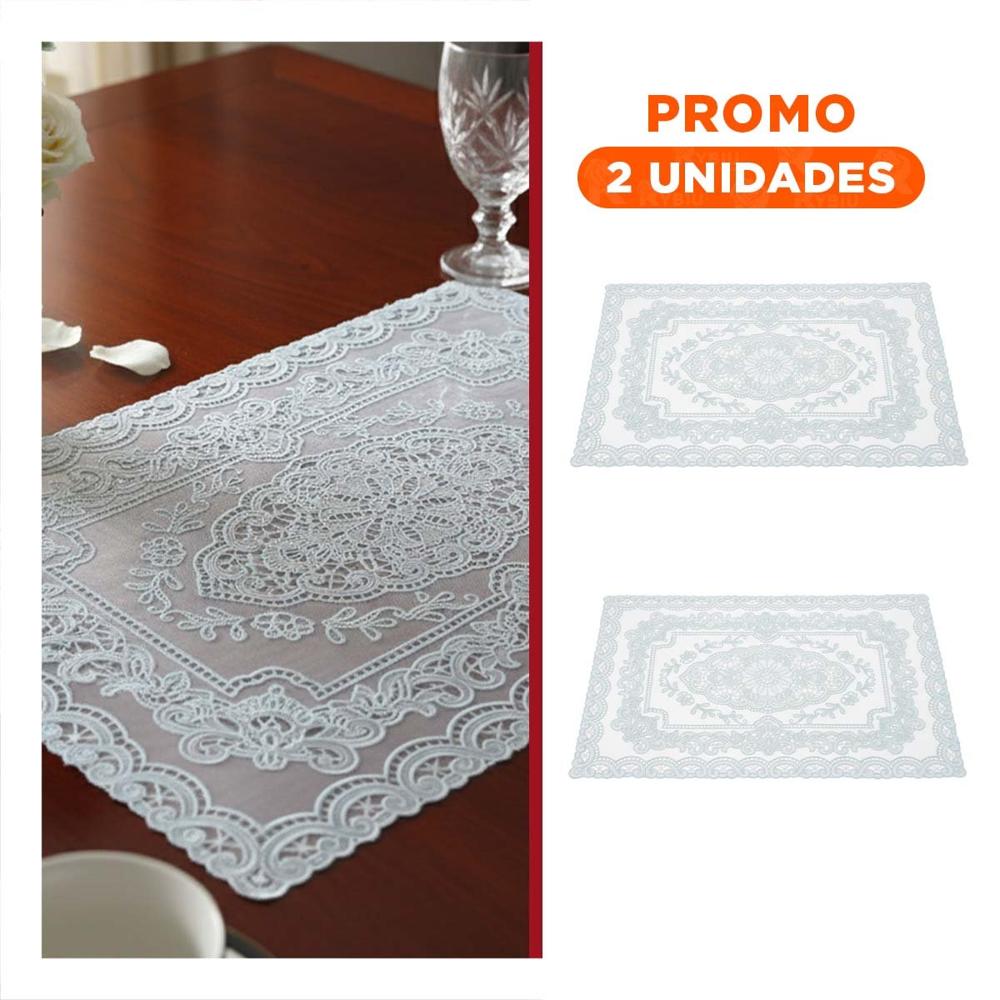 Pack2 Mantel Elegante Plateado con Diseño de Encaje Flor y Ramas Y Regalo Sticker
