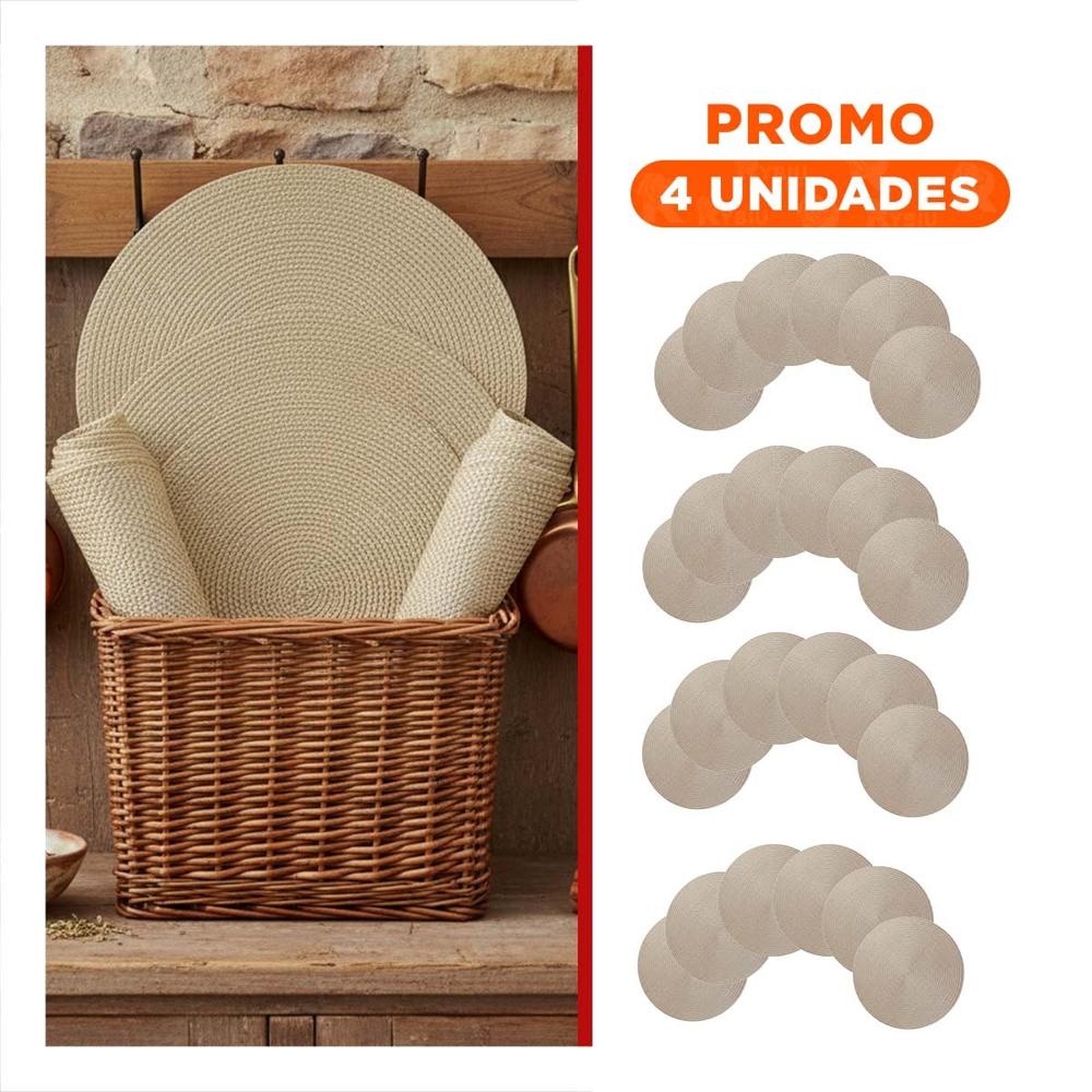 Pack4 Mantel Circular Dorado Mini Ojitas con Formato de Dimensiones 38x38cm