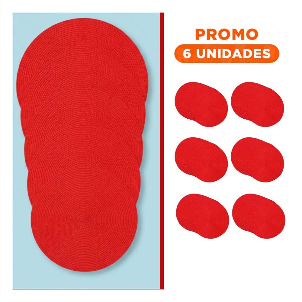 Pack6 Base Circular para Mesa Familiar en Rojo Pajita Mate Y Regalo Sticker