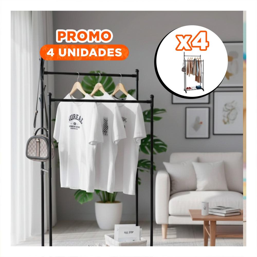Pack4 Repisa Doble De Ropa Negro Practico y Estilizado para Dormitorio Y Papel Regalo