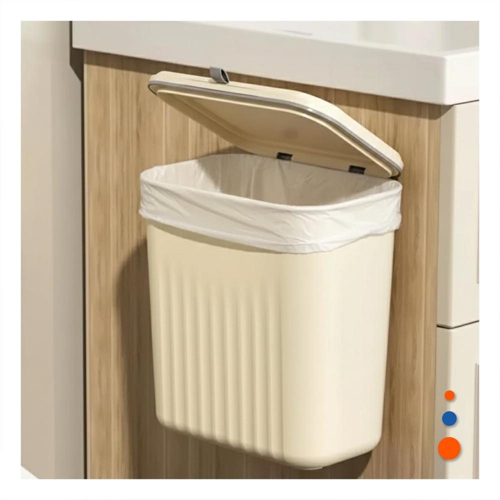 Tacho de Basura Colgante Beige Practico y Decorativo para Casa Y Notas
