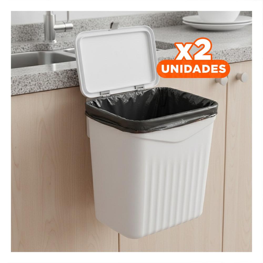 Pack2 Contenedor Colgante Blanco de Basura Moderno y Practico para Hogar