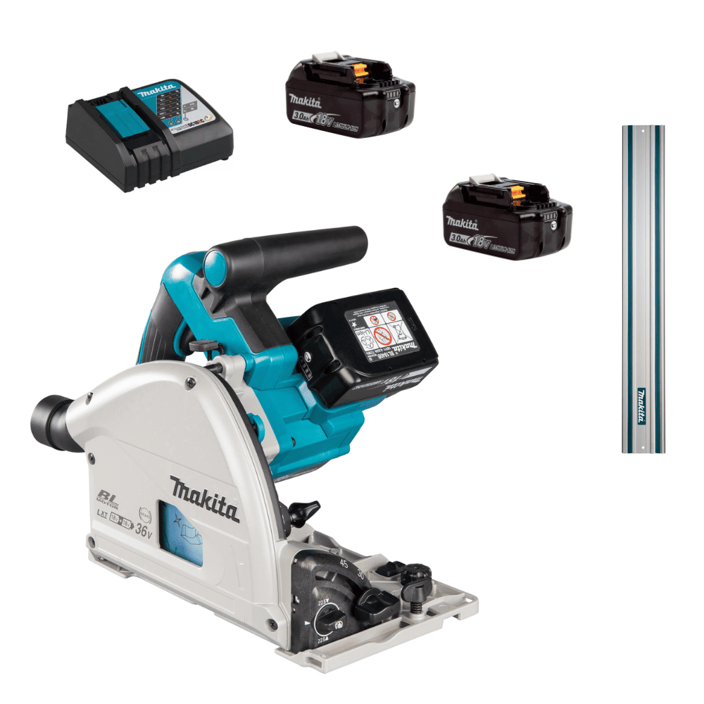 Sierra de incisión inalámbrica DSP600Z - 2 Baterías 18V 3.0Ah - Cargador - Riel Guía 1.5 m Makita