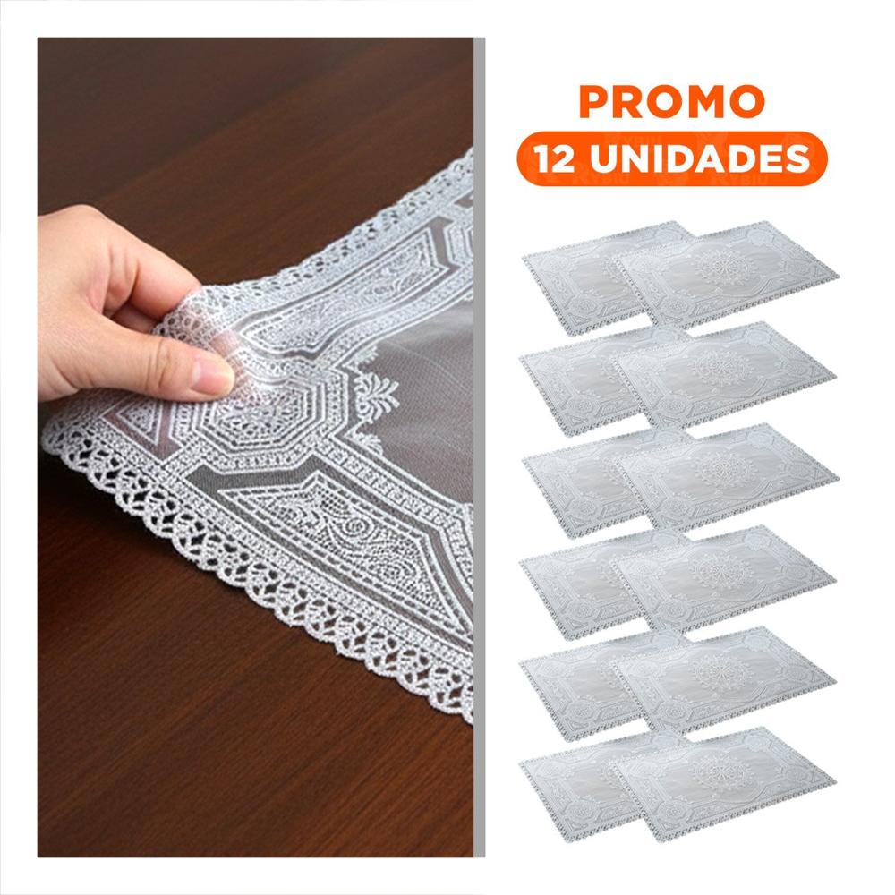 Pack12 Protector Sofisticado Plateado con Encaje Mandala para Mesa Navidena