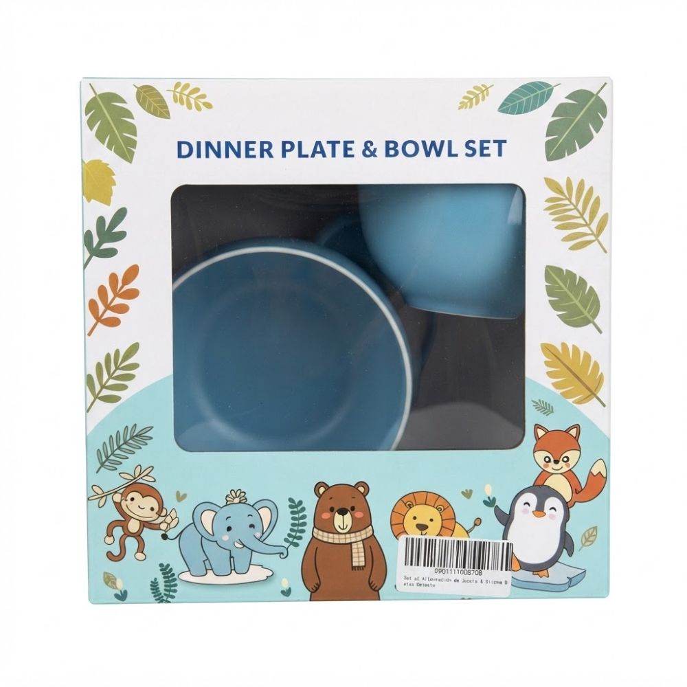 Set de Alimentación de Acero y Silicona 8 Piezas Celeste