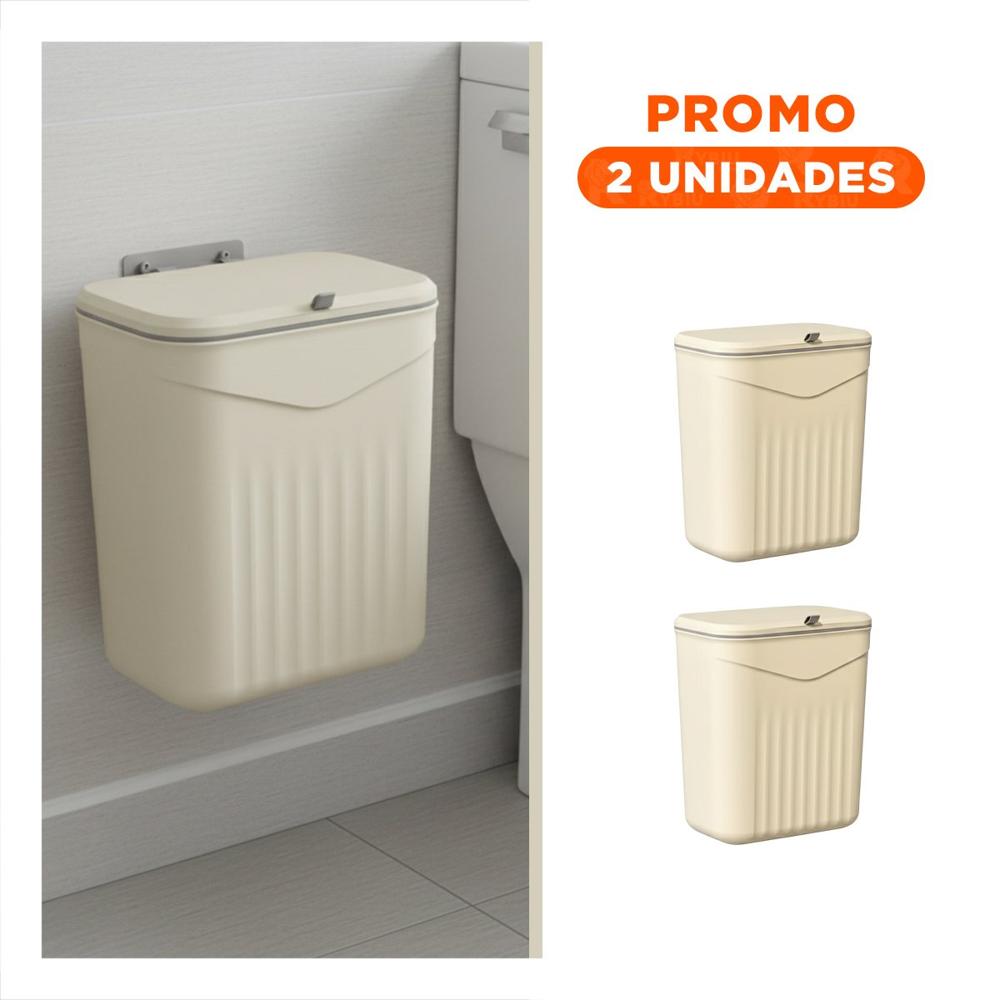 Pack2 Contenedor de Basura Beige Duradero y Decorativo para la Cocina YRegalo Sticker