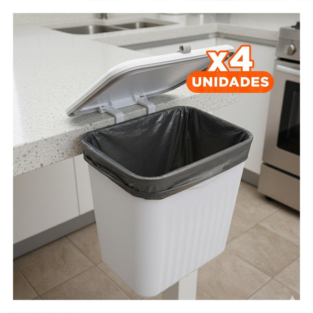 Pack4 Recipiente Colgante Blanco de Basura Practico y Funcional para Hogar Y Regalo Sticker
