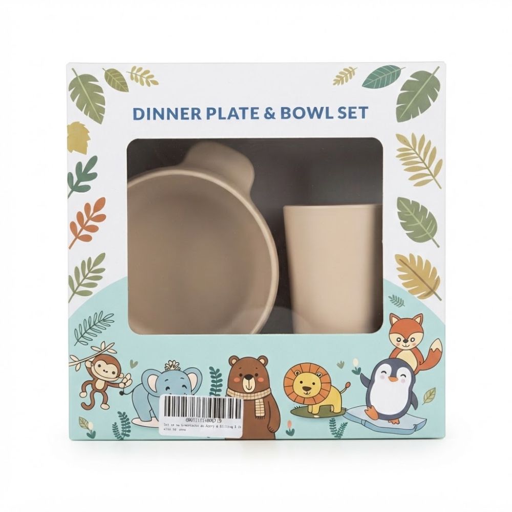 Set de Alimentación de Acero y Silicona 8 Piezas Beige