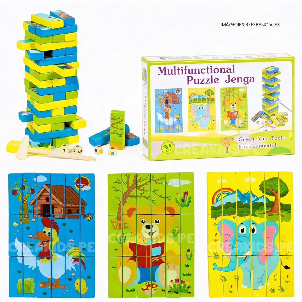 Jenga Juego de Bloques Apilables con Rompecabezas para Niños