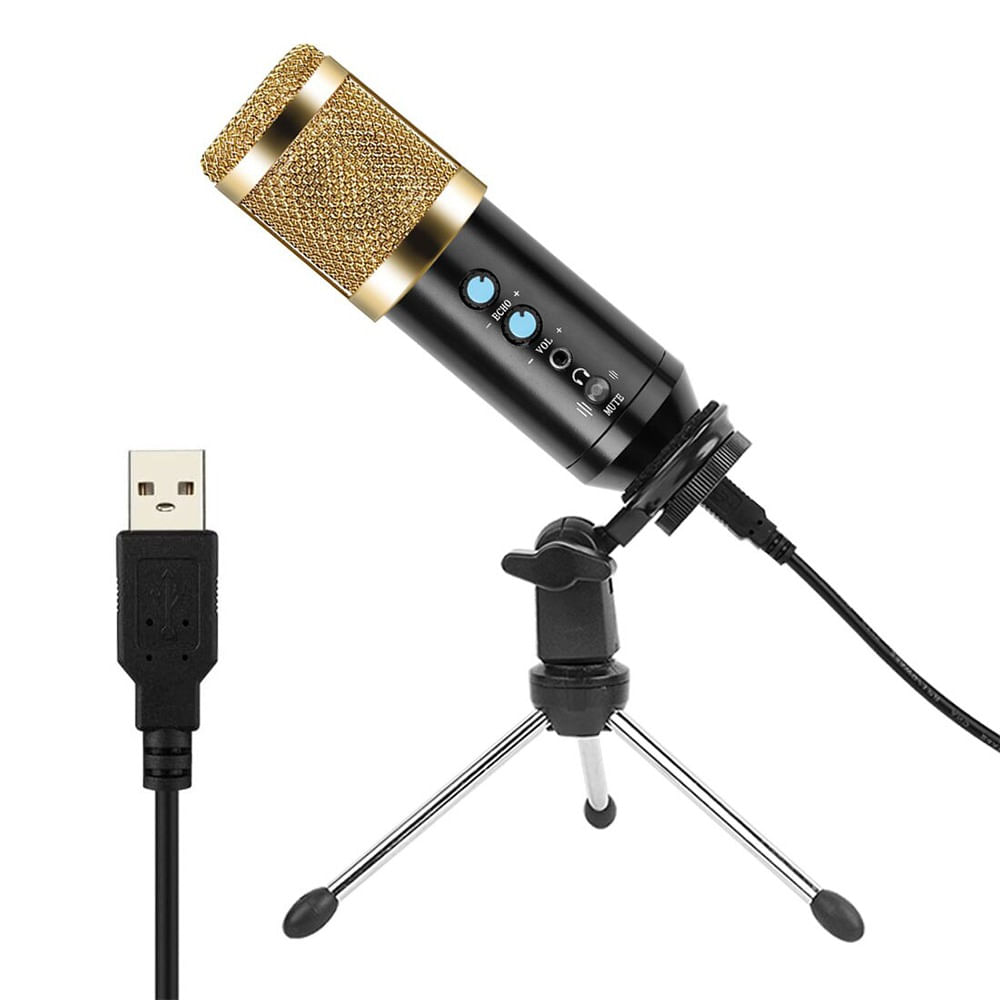 Microfono Condensador Profesional BM858BP USB Estudio de Grabación PC Dorado