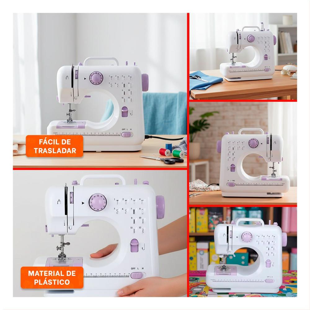 Maquina de Coser de Uso Hogareno con Presencia Compacta y Acabado Color Blanco Y Ligas Regalo