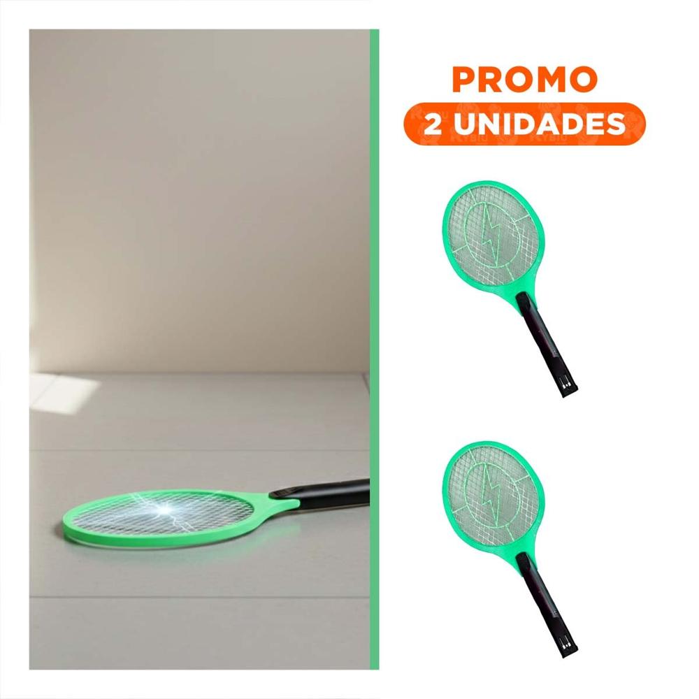 Pack2 Matamoscas Electrico Verde Mango Negro para Cocina y Control de Insectos Y Regalo Sticker