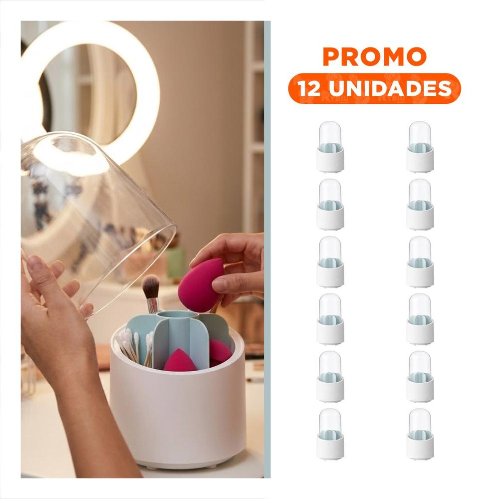 Pack12 Base Giratoria Celeste de Cosmeticos para Organizar Tocador Diario