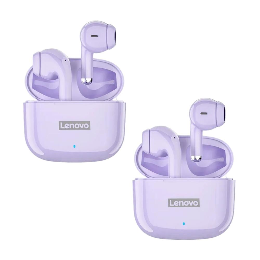 Pack x 2 Audífonos Inalámbricos Bluetooth Lenovo LP40 PRO 30 Horas Púrpura