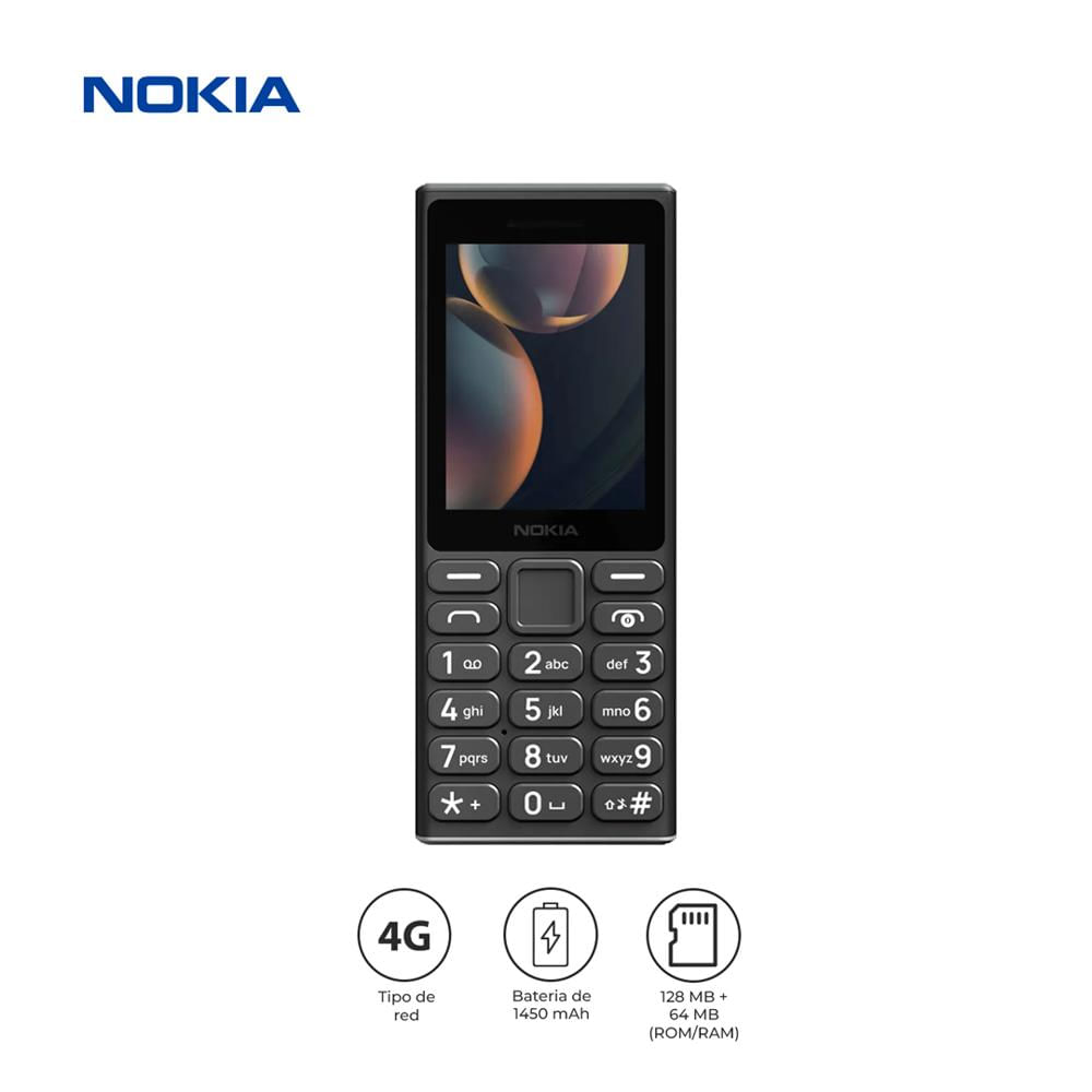 Nokia 105 4G Dual SIM 2.4"" 1450mAh USB-C Celular Básico Negro