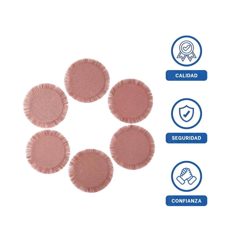 Individuales para Mesa con Flecos y Tejido Circular Color Rosado Y Regalo Sticker