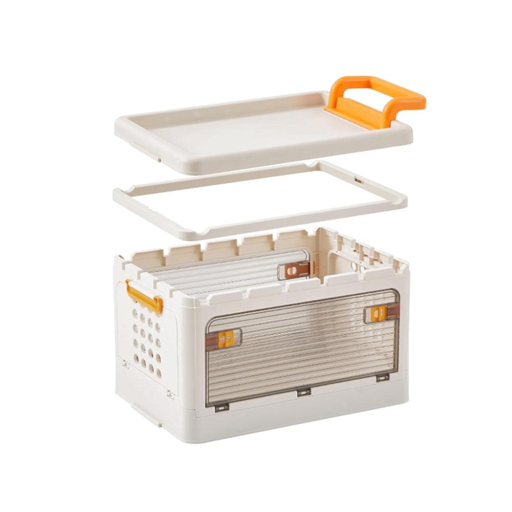 Cajonera Cerrada con Cajones 3 Niveles Beige con Asa Naranja para Espacio Y Regalo Sticker