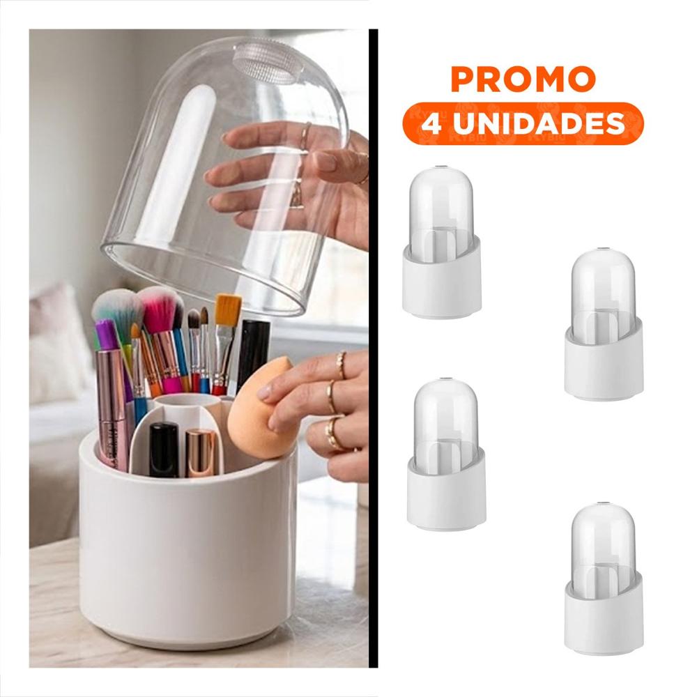 Pack4 Soporte Blanco Giratorio para Maquillaje y Accesorios 