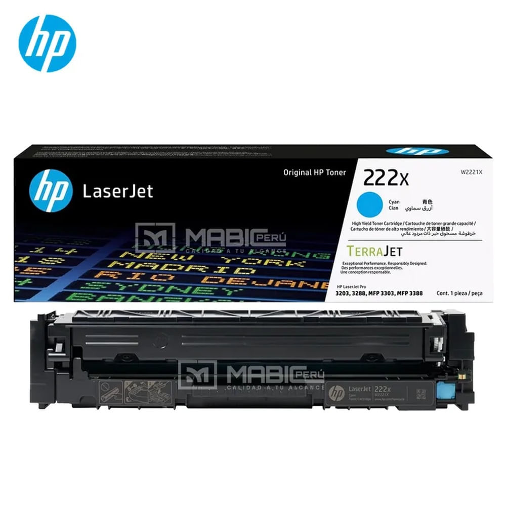 TONER HP 222X CIAN W2221X L.J. 3303, 3201, 3204, 3288 ORIGINAL
