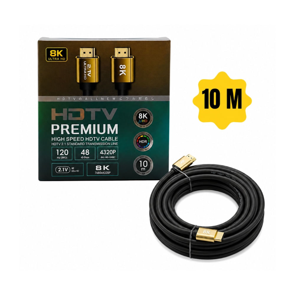 Cable Hdmi 10m 8k 2.1v Ultra Hd 4320p Alta Velocidad 60hz