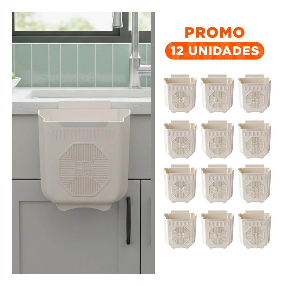Pack12 Deposito Plegable para Puerta 22x21x12cm Crema y Plomo para Cocina de Casa