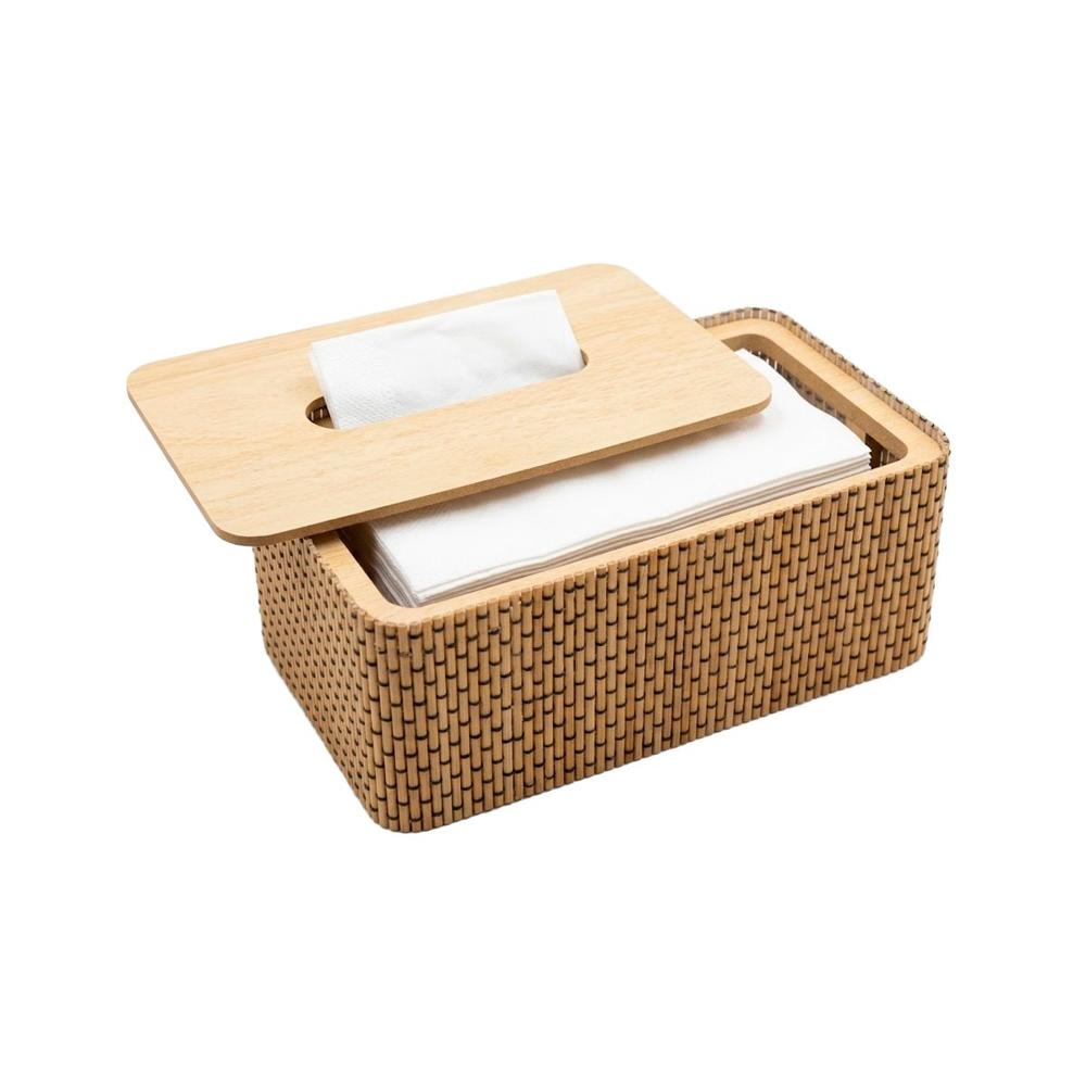 Soporte para Servilletas Bambu Cuadritos Color Mostaza 21x13x8 cm YRegalo Sticker