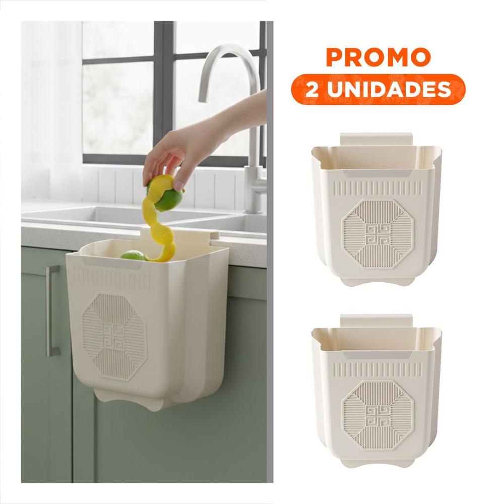 Pack2 Cesto Plegable Puerta 26x25.5x15.5cm Plomo y Crema para Hogar Y Regalo Sticker
