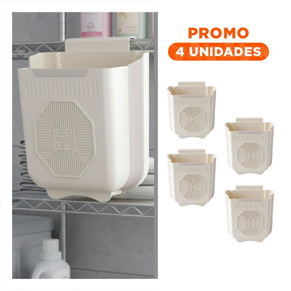 Pack4 Contenedor Plegable para Puerta 22x21x12cm Crema y Plomo para Lavadero