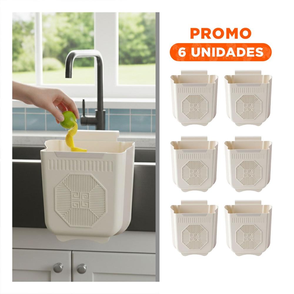 Pack6 Cesto Plegable para Puerta 26x25.5x15.5cm Crema y Plomo para Hogar YPapel Regalo
