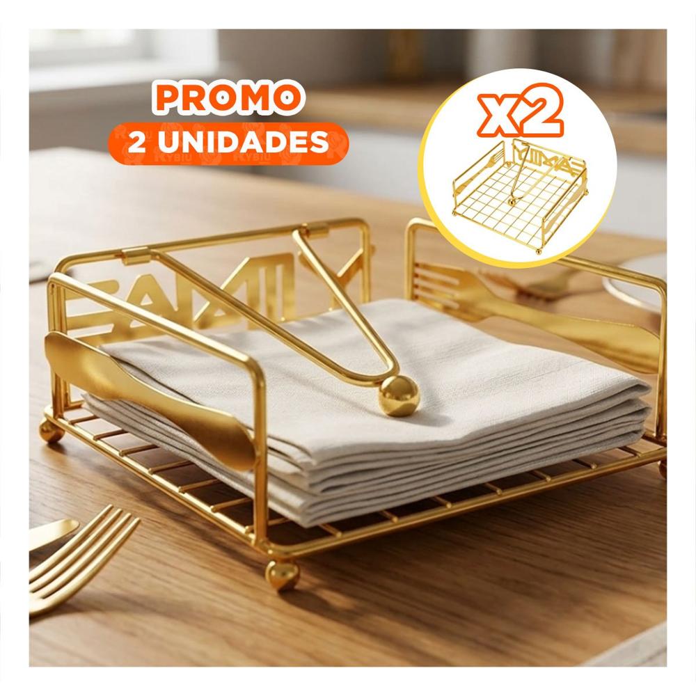 Pack2 Organizador de Servilletas con Brazo Dorado para Cocina y Comedor Y Papel Regalo