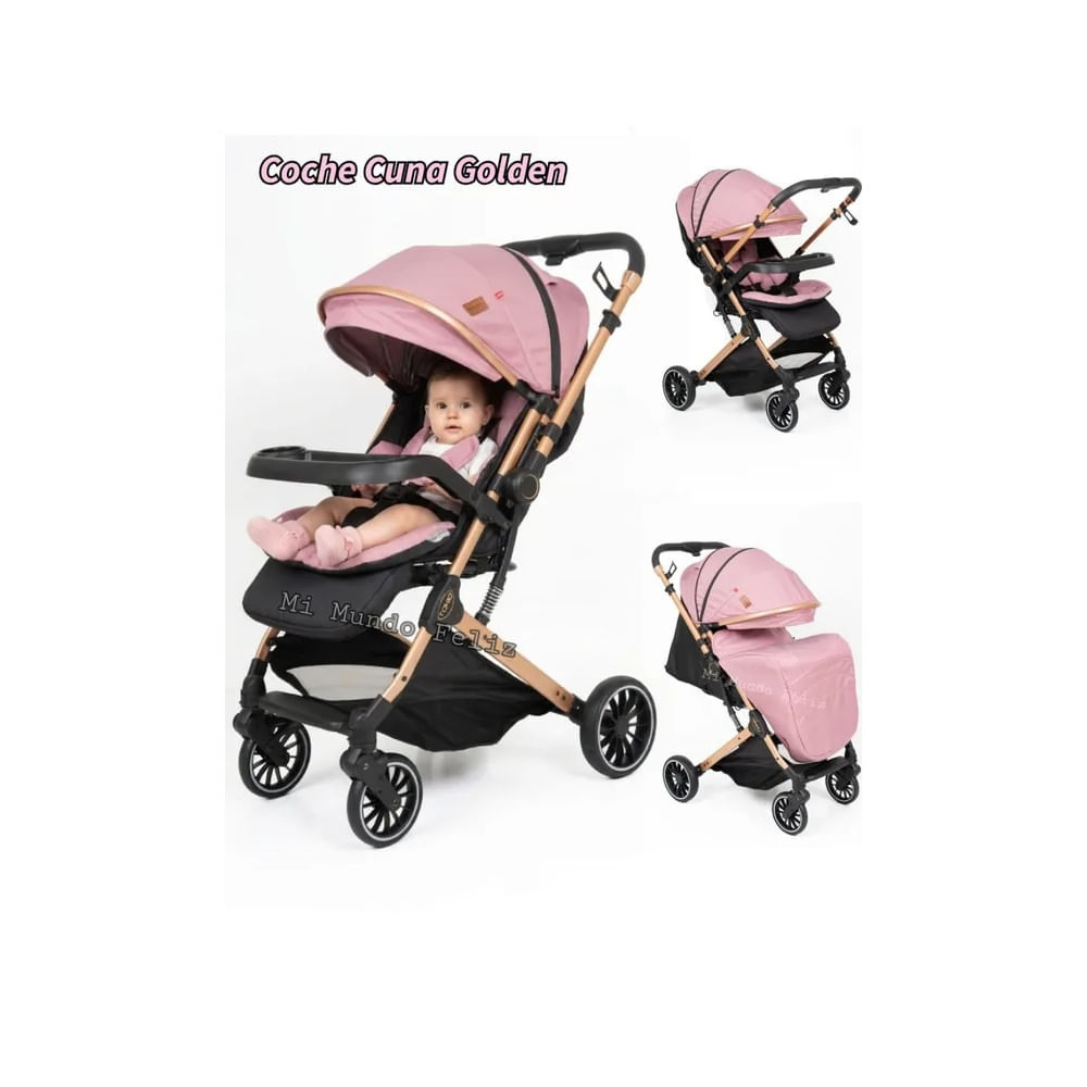 Coche Para Bebe Mango Reversible Pink Golden Rojo suave