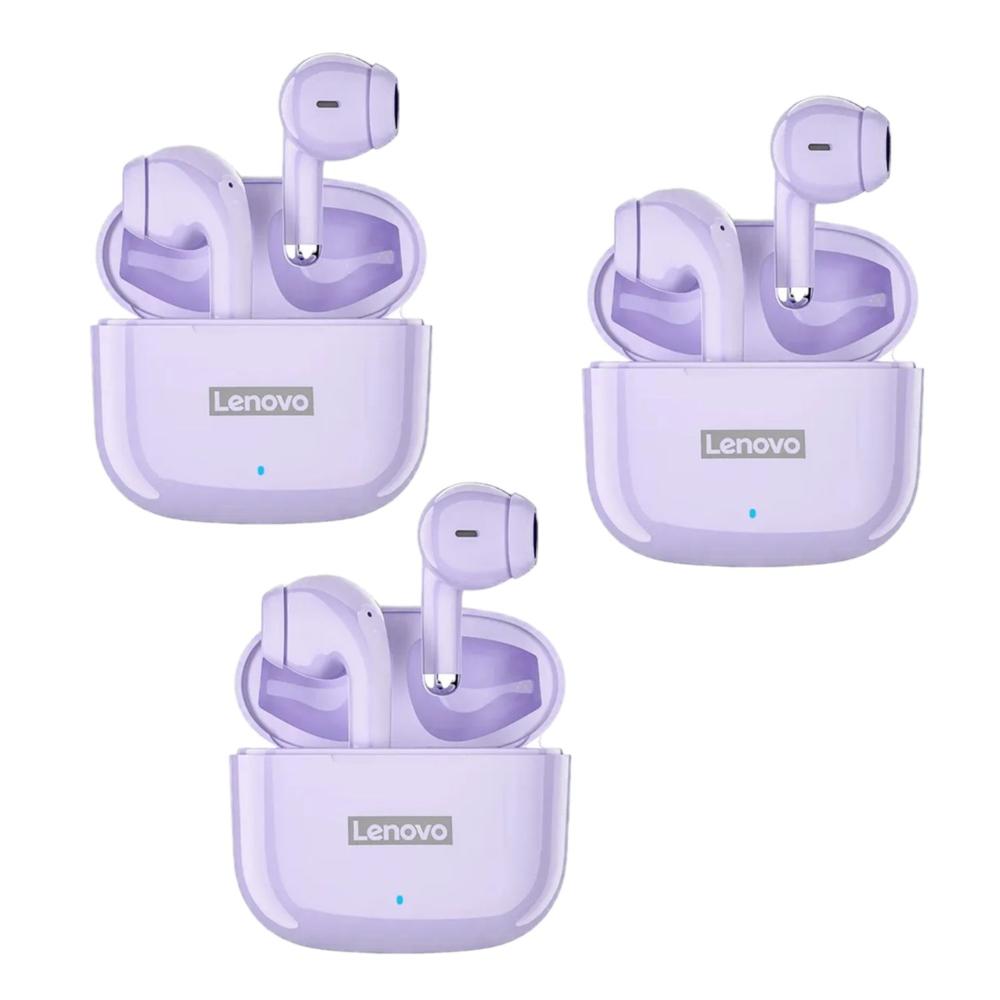 Pack x 3 Audífonos Inalámbricos Bluetooth Lenovo LP40 PRO 30 Horas Púrpura