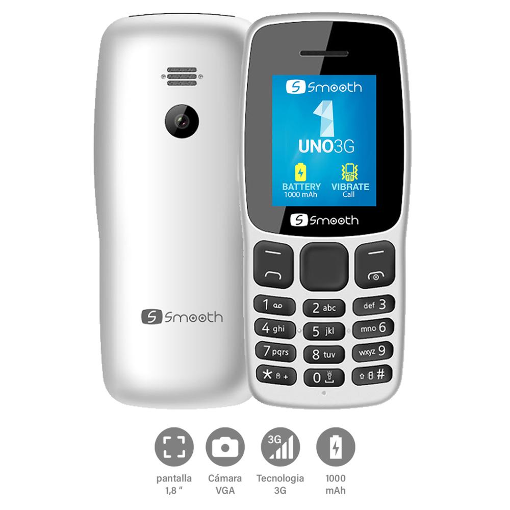 Smooth Uno 3G Dual SIM Bluetooth Blanco Celular Básico 1.8"" Cámara VGA