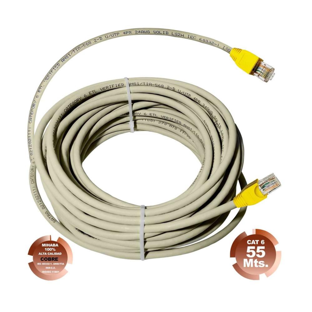Cable de Red UTP Cat 6 Gris Cobre 55 Metros SATRA