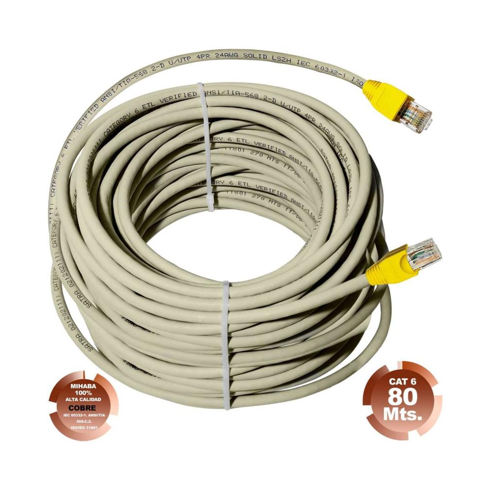 Cable de Red UTP Cat 6 Gris Cobre 80 Metros SATRA