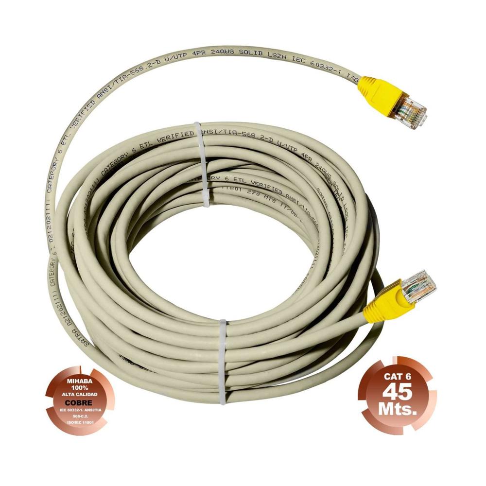Cable de Red UTP Cat 6 Gris Cobre 45 Metros SATRA