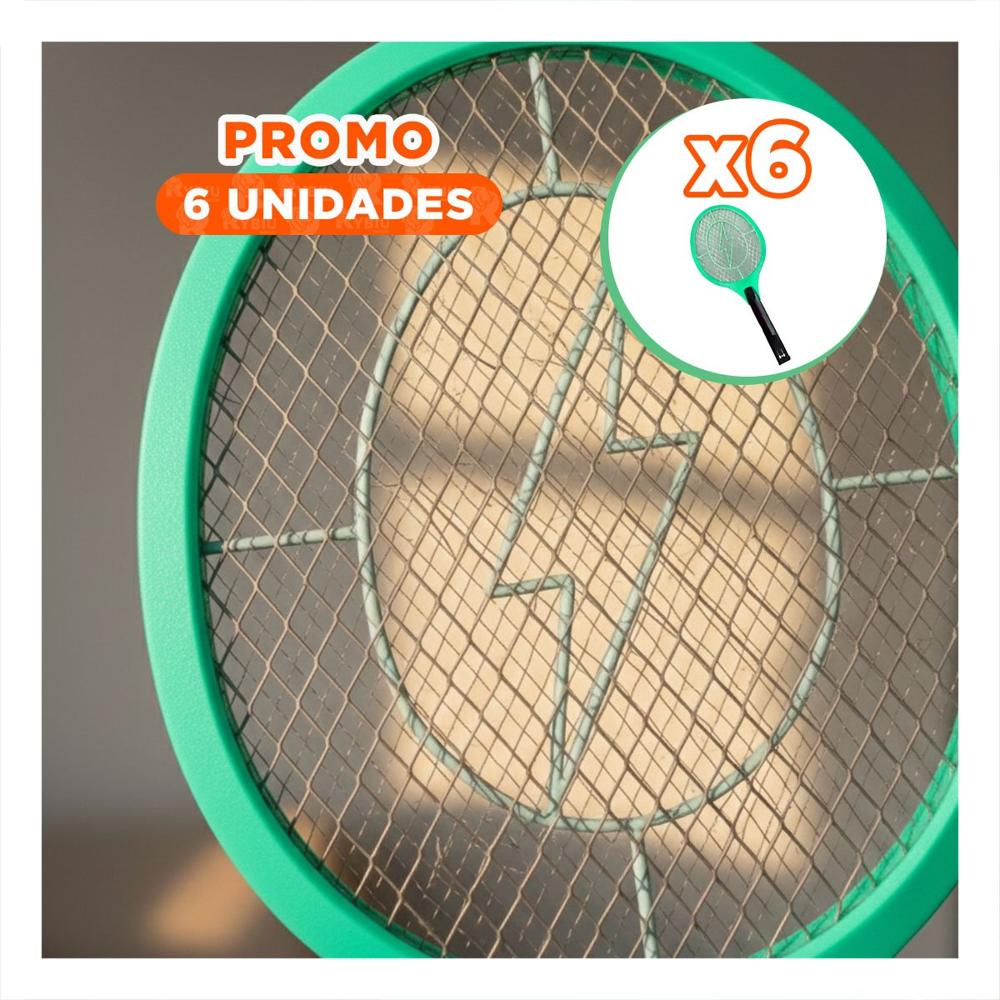 Pack6 Matamoscas Electrico Verde con Mango Negro para Hogar y Uso en Interiores Y Papel Regalo