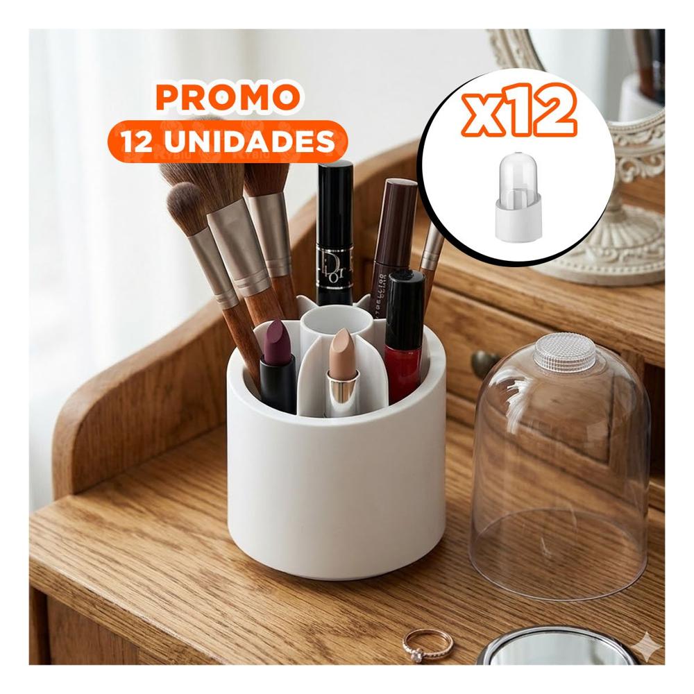 Pack12 Porta Cosmeticos Giratorio Blanco para Accesorios de Belleza Diario Y Regalo Sticker
