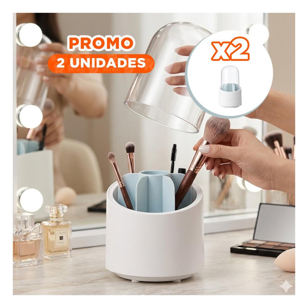 Pack2 Organizador Celeste Giratorio para Maquillaje y Accesorios de Belleza