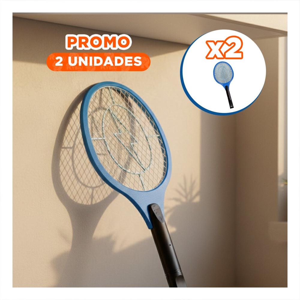 Pack2 Paleta Mosquitera Azul Mango Negro para Hogar y Eliminacion de Mosquitos Y Papel Regalo