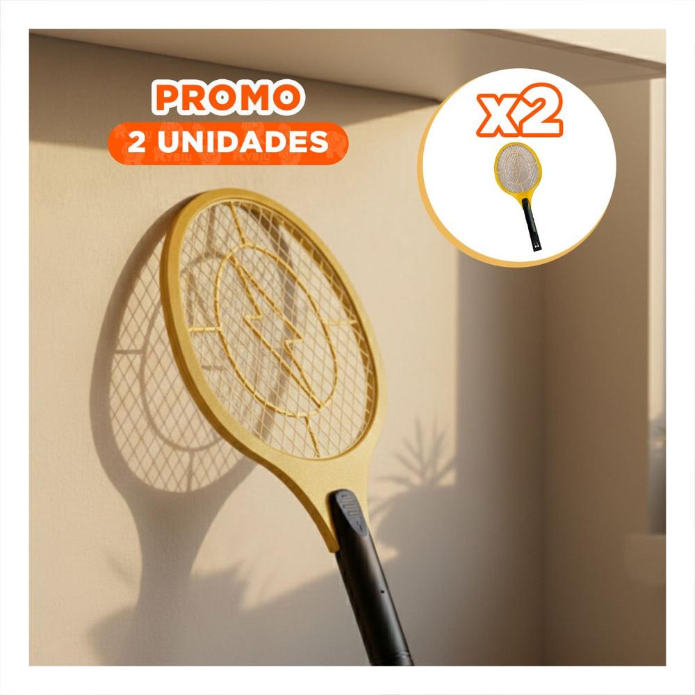 Pack2 Paleta Mosquitera Anaranjado con Mango Negro para Hogar y Uso Diario Y Papel Regalo
