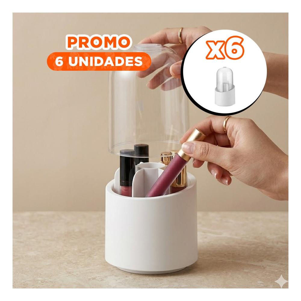 Pack6 Porta Cosmeticos Giratorio Blanco de Maquillaje y Skincare Diario