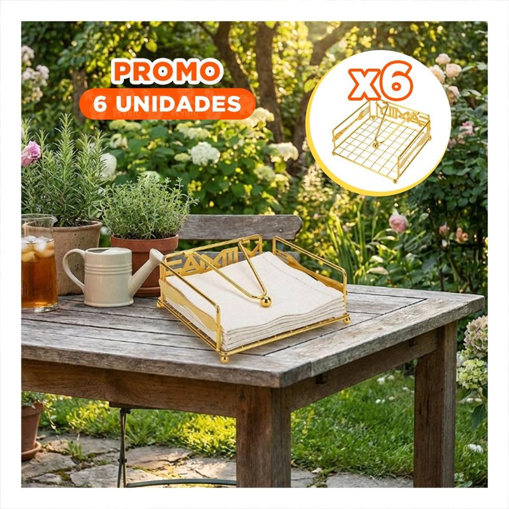 Pack6 Organizador Servilletas Dorado con Brazo para Cocina y Mesa