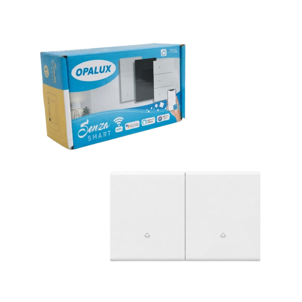 Interruptor Inteligente Tactil WiFi Doble Blanco Compatible con Alexa, etc OPALUX
