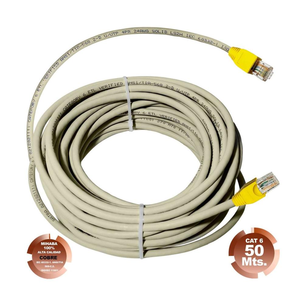 Cable de Red UTP Cat 6 Gris Cobre 50 Metros SATRA